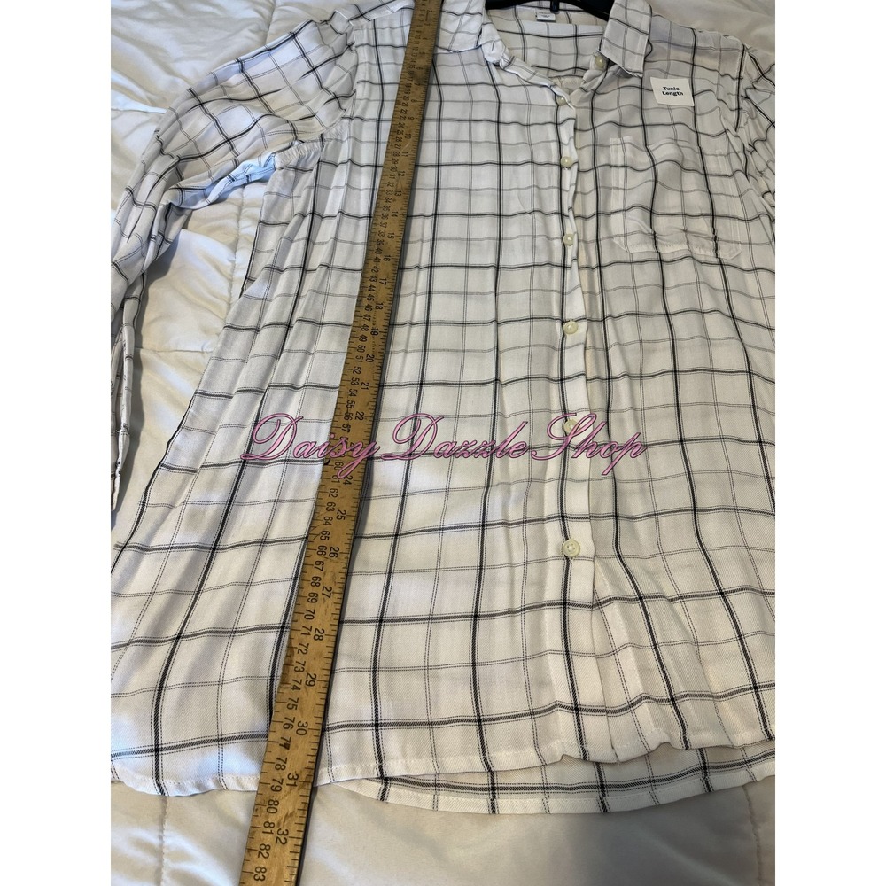 ✨New Old Navy Womens Tunic Shirt XL White Black Stripe V Neck Long Sleeve NWT✨ - Picture 6 of 10